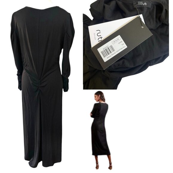 NEW WITH TAGS RUTI BLACK JERSEY RUCHED DRESS SZ. M/L NWT $279 - Picture 3 of 3